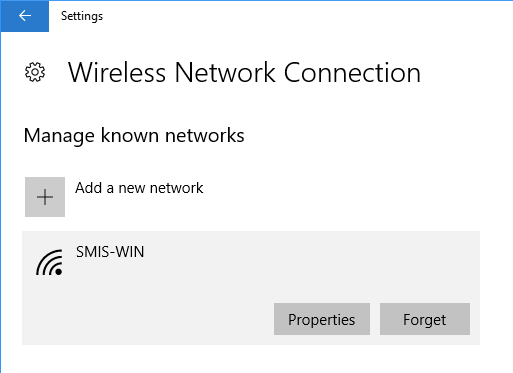Forget wireless network dialog