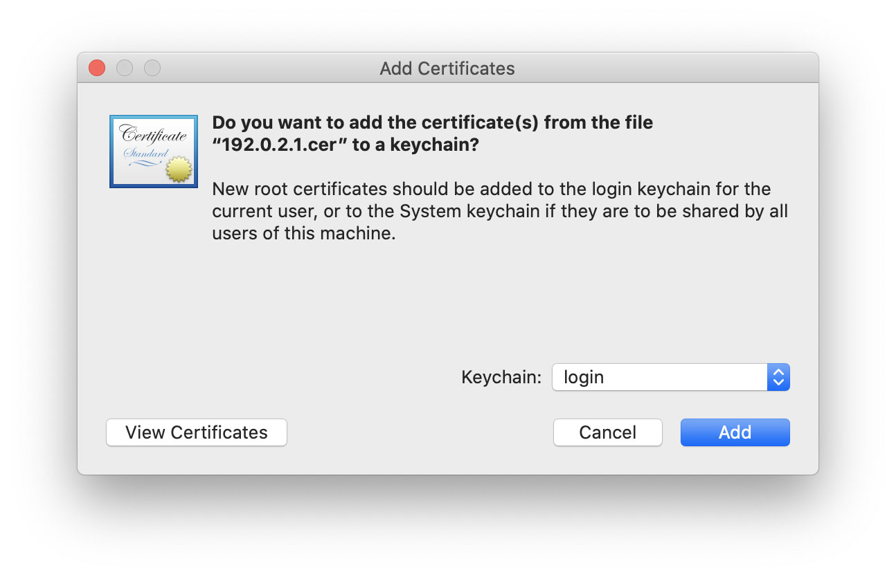 Install certificate in Keychain