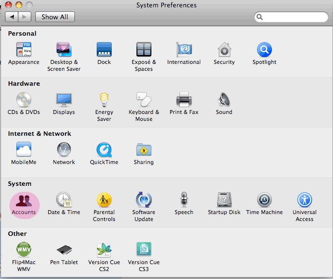 System Preferences -> Accounts