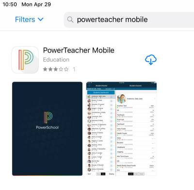  Searching for PowerTeacher Mobile app at the App Store
